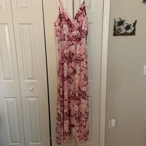 Lulu's Pink and White Floral Maxi Dress